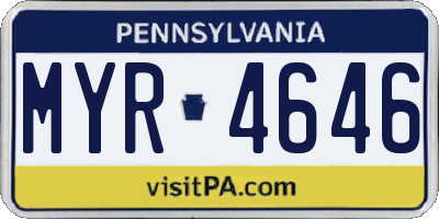 PA license plate MYR4646