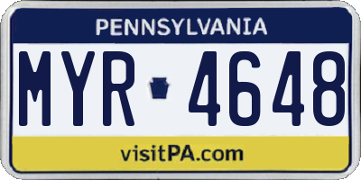 PA license plate MYR4648
