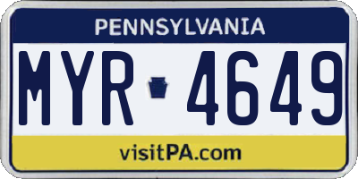 PA license plate MYR4649