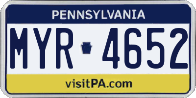 PA license plate MYR4652