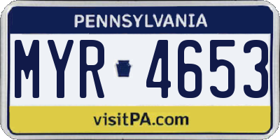 PA license plate MYR4653