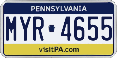 PA license plate MYR4655
