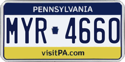 PA license plate MYR4660