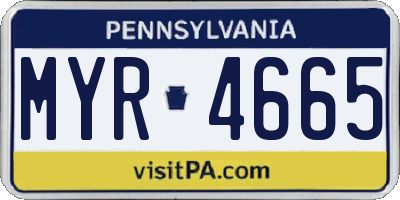 PA license plate MYR4665