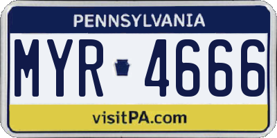 PA license plate MYR4666