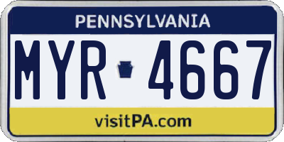 PA license plate MYR4667