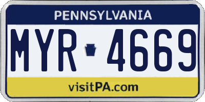 PA license plate MYR4669