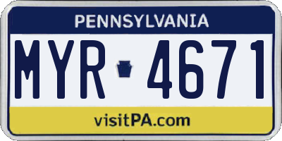 PA license plate MYR4671