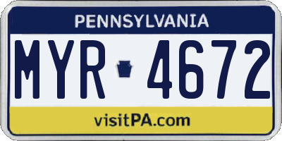 PA license plate MYR4672