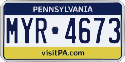 PA license plate MYR4673