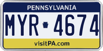 PA license plate MYR4674