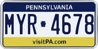 PA license plate MYR4678