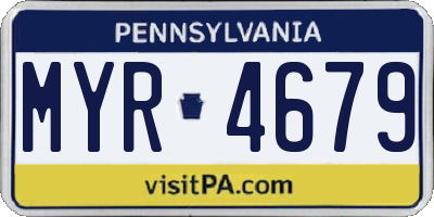 PA license plate MYR4679
