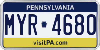 PA license plate MYR4680