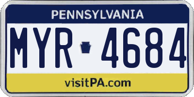 PA license plate MYR4684
