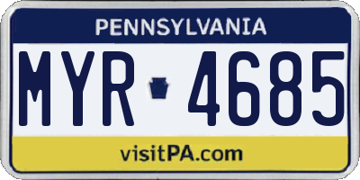 PA license plate MYR4685