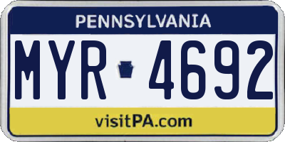 PA license plate MYR4692