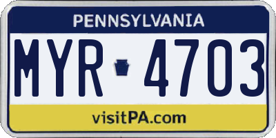 PA license plate MYR4703