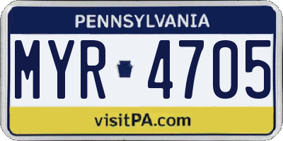 PA license plate MYR4705