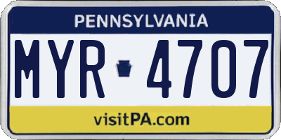 PA license plate MYR4707