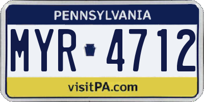 PA license plate MYR4712