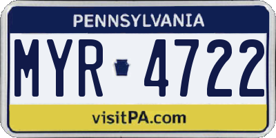 PA license plate MYR4722