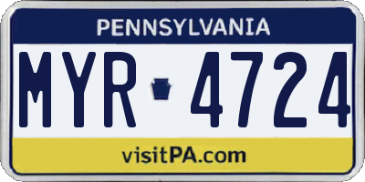 PA license plate MYR4724