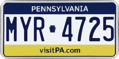 PA license plate MYR4725