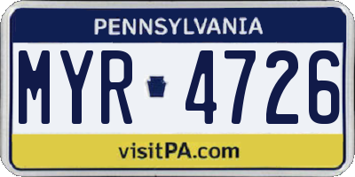 PA license plate MYR4726
