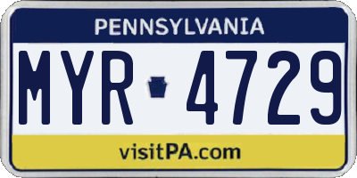 PA license plate MYR4729