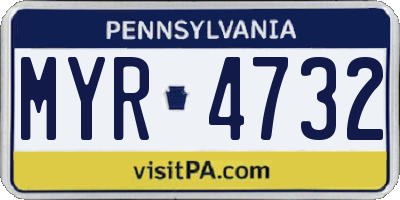 PA license plate MYR4732
