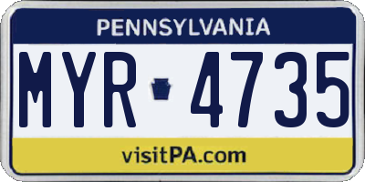 PA license plate MYR4735