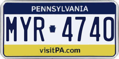 PA license plate MYR4740