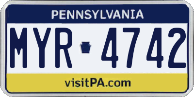 PA license plate MYR4742