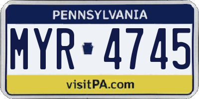 PA license plate MYR4745