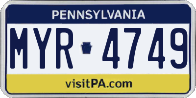 PA license plate MYR4749