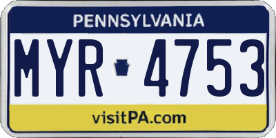 PA license plate MYR4753