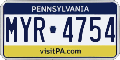 PA license plate MYR4754