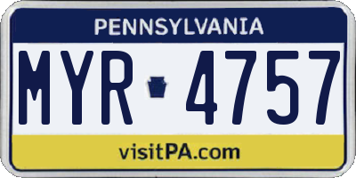 PA license plate MYR4757
