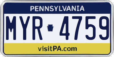 PA license plate MYR4759