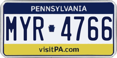 PA license plate MYR4766