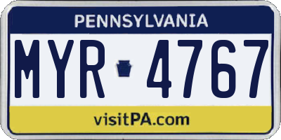 PA license plate MYR4767