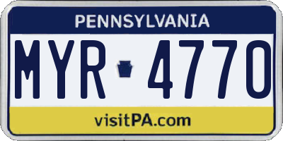 PA license plate MYR4770