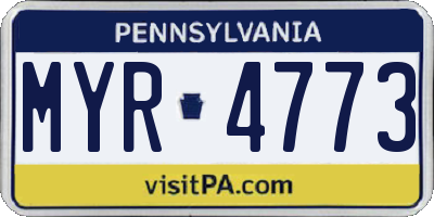 PA license plate MYR4773