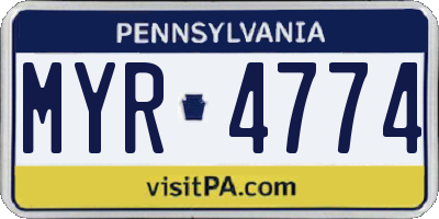 PA license plate MYR4774