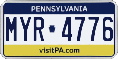 PA license plate MYR4776