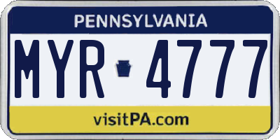 PA license plate MYR4777
