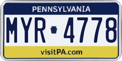 PA license plate MYR4778