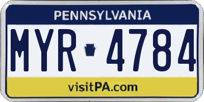 PA license plate MYR4784
