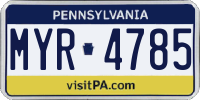 PA license plate MYR4785